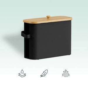 Relaxdays Toilettenpapierbehälter Polyester Bambus Kunststoff Schwarz 12 Rollen mit Sichtfenster 33 cm x 45 cm x 16 cm 0,7 kg