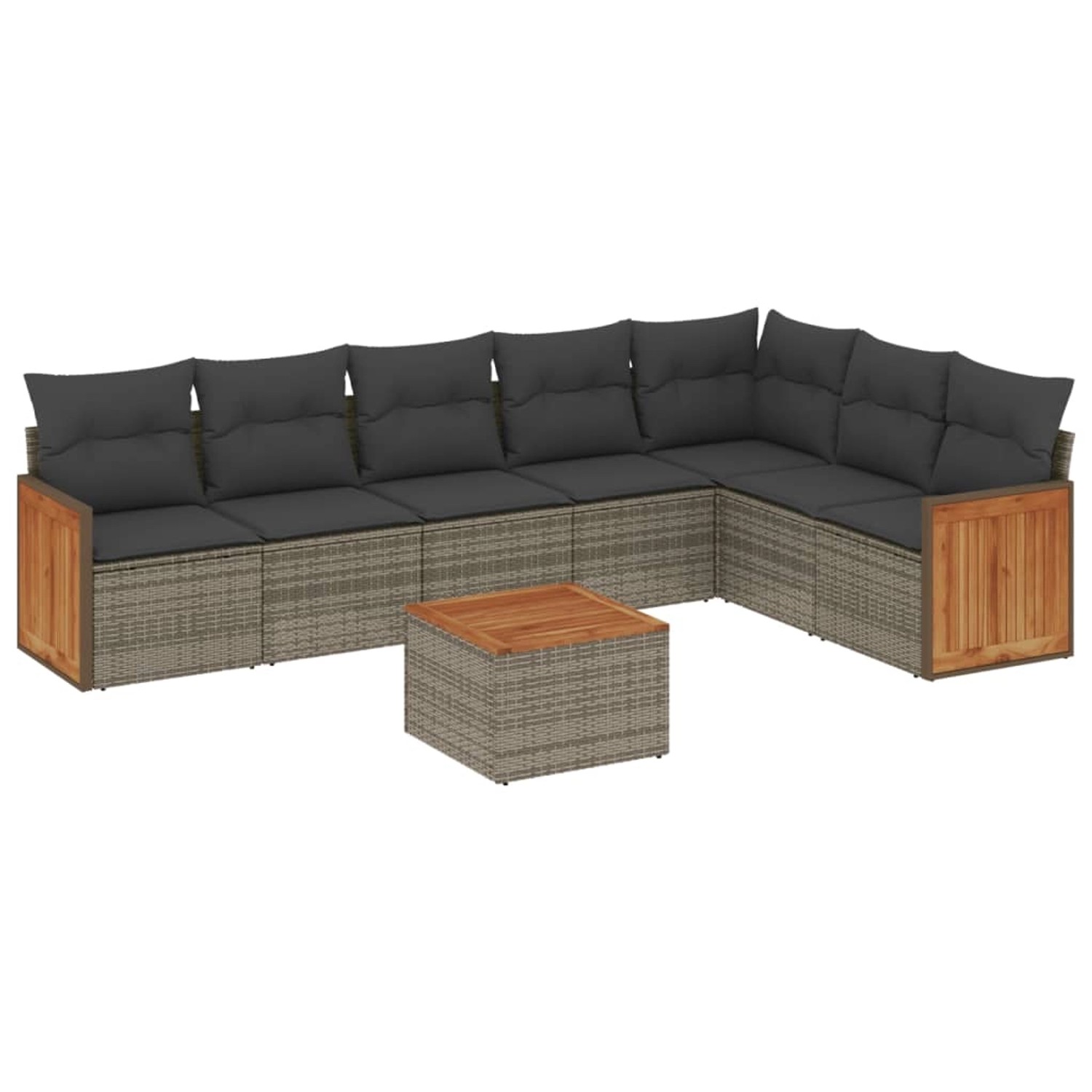 vidaXL 8-Tlg Garten-Sofagarnitur mit Kissen Grau Poly Rattan 3227719 günstig online kaufen