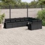 Schwarze 9-tlg. vidaXL Garten-Sofagarnitur aus Poly Rattan mit Kissen.