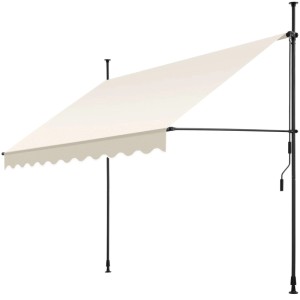 Tectake Klemmmarkise  Mit Handkurbel Uv Beständig 250 x 180 cm 180 x 250 x 304 cm Beige