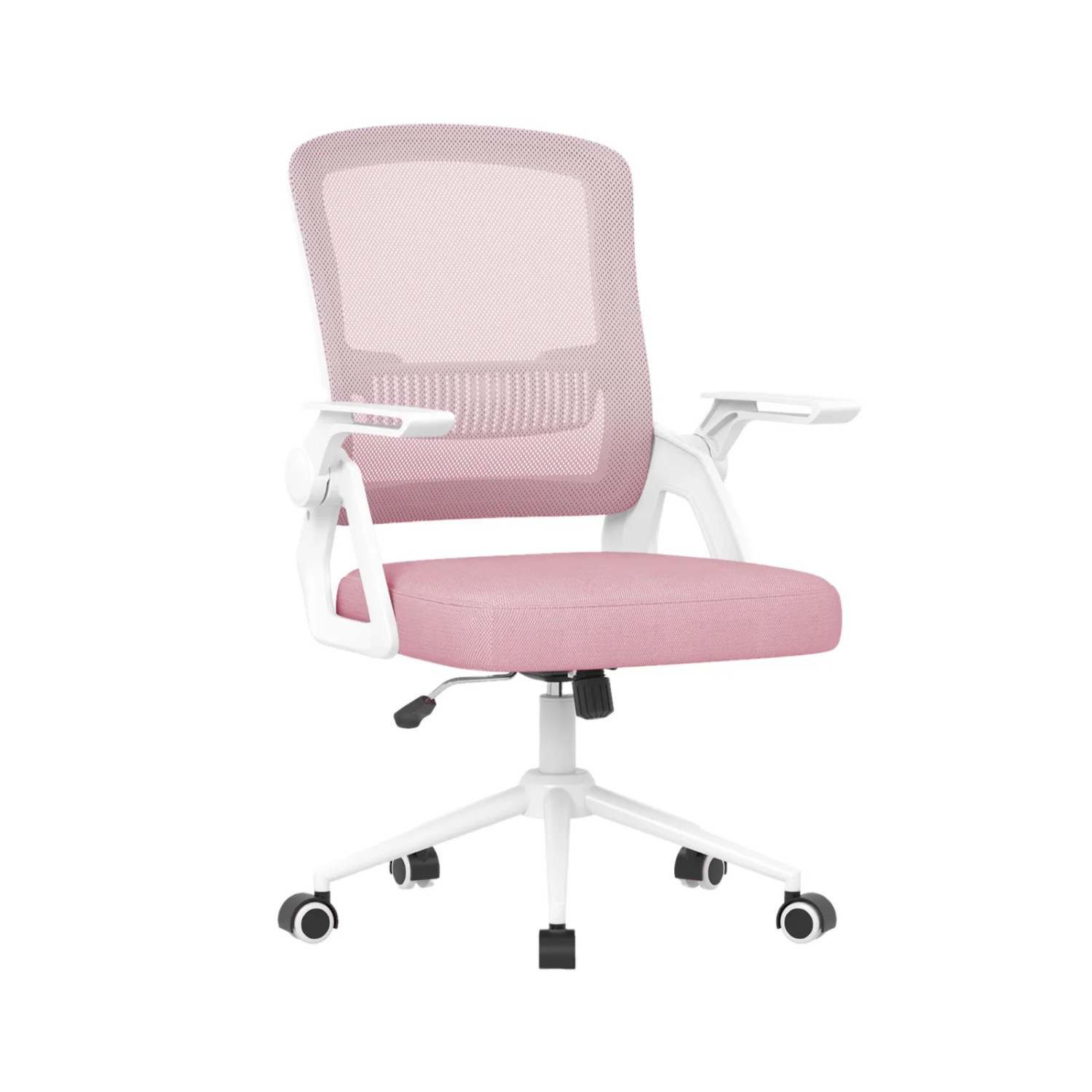Rattantree Drehbarer Computerstuhl mit 90 Grad Klappbaren Armlehnen und Lendenstütze für Büro und Zuhause Pink