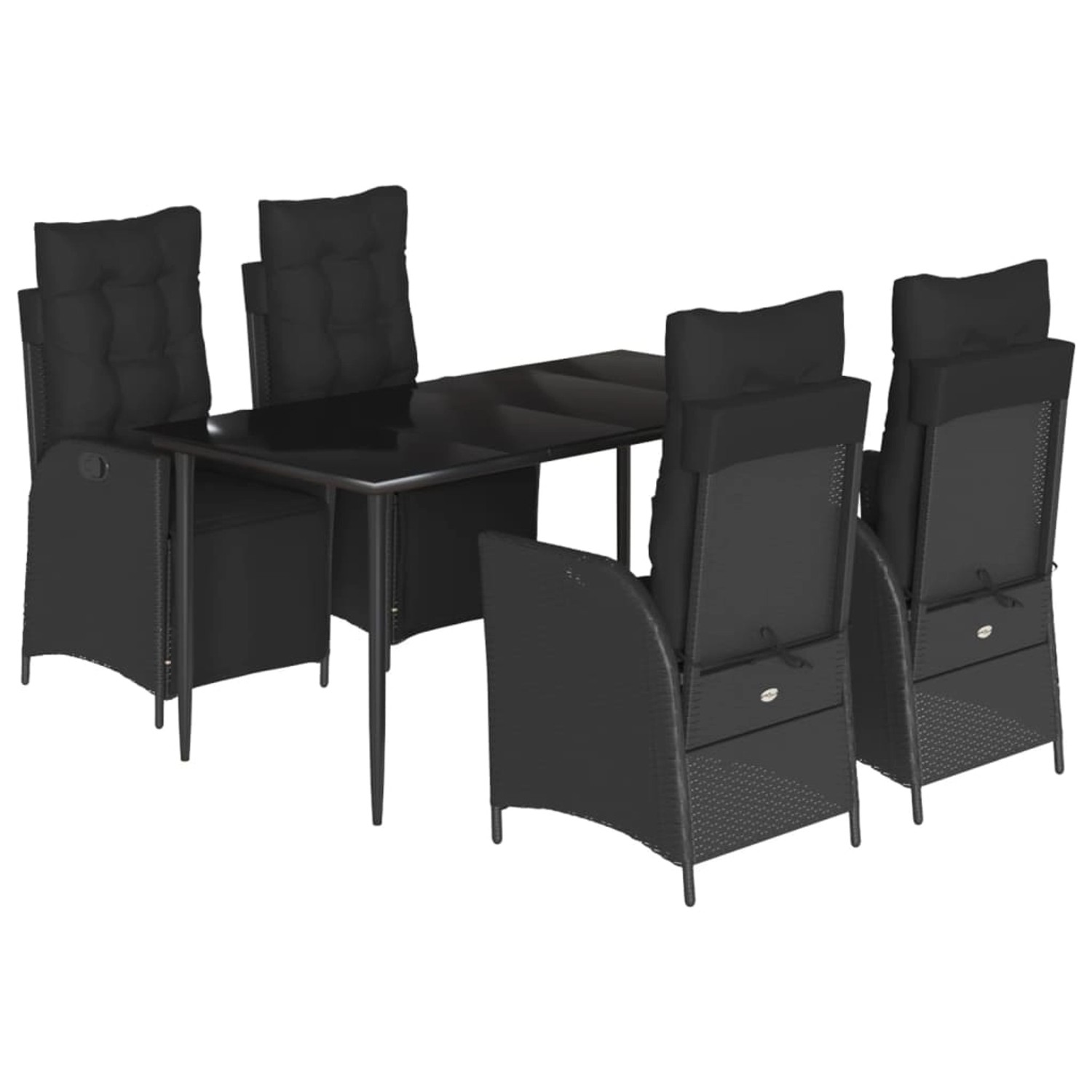 vidaXL 5-Tlg Garten-Essgruppe mit Kissen Schwarz Poly Rattan 3213395 günstig online kaufen