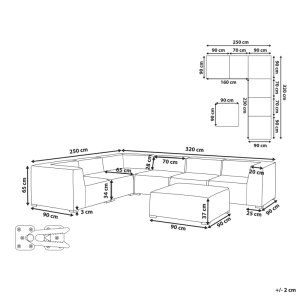 Beliani Lounge Set AREZZO Dunkelgrau 250x320x65