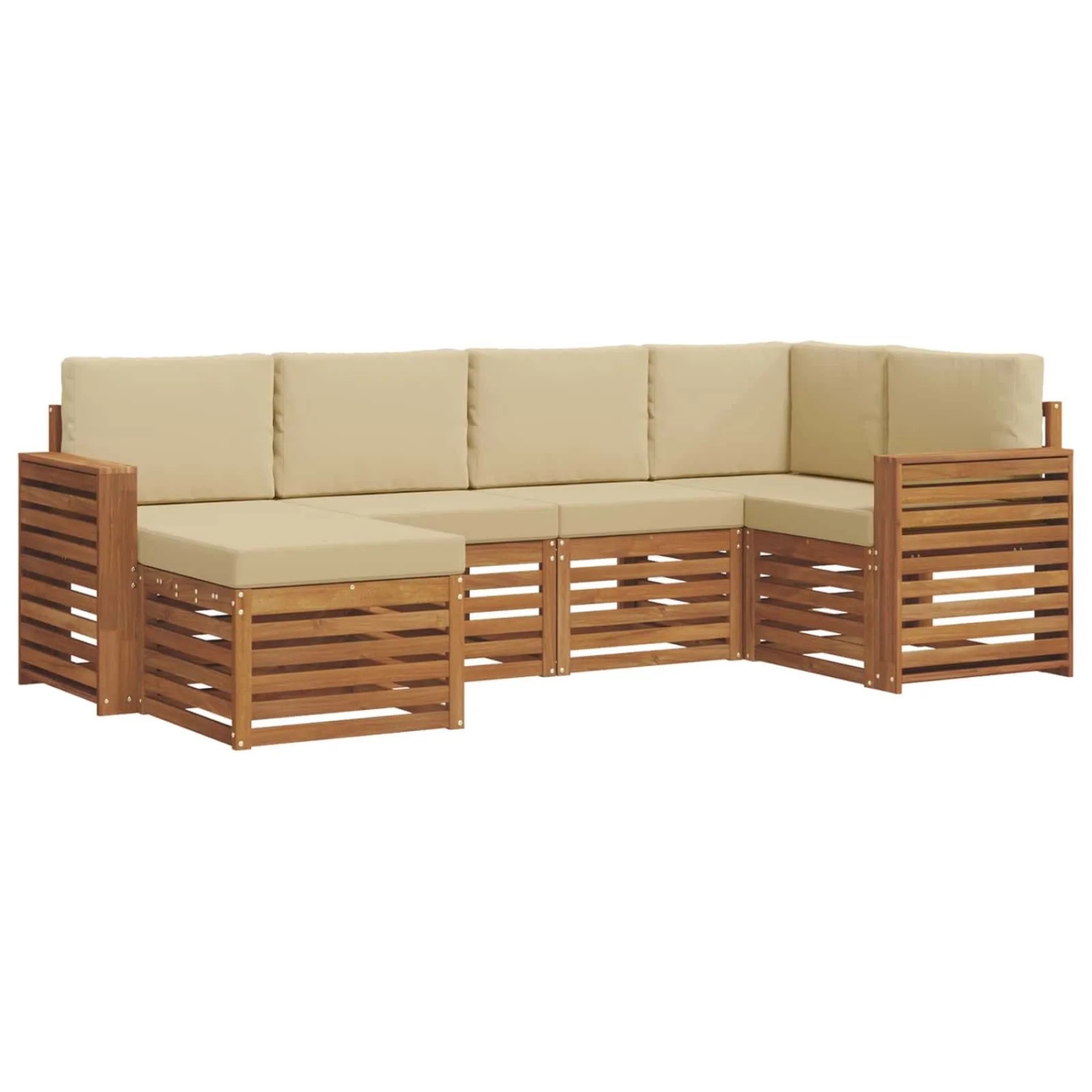 vidaXL Sofagarnituren 6 Tlg Natur und Beige Massivholz Akazie 3375098