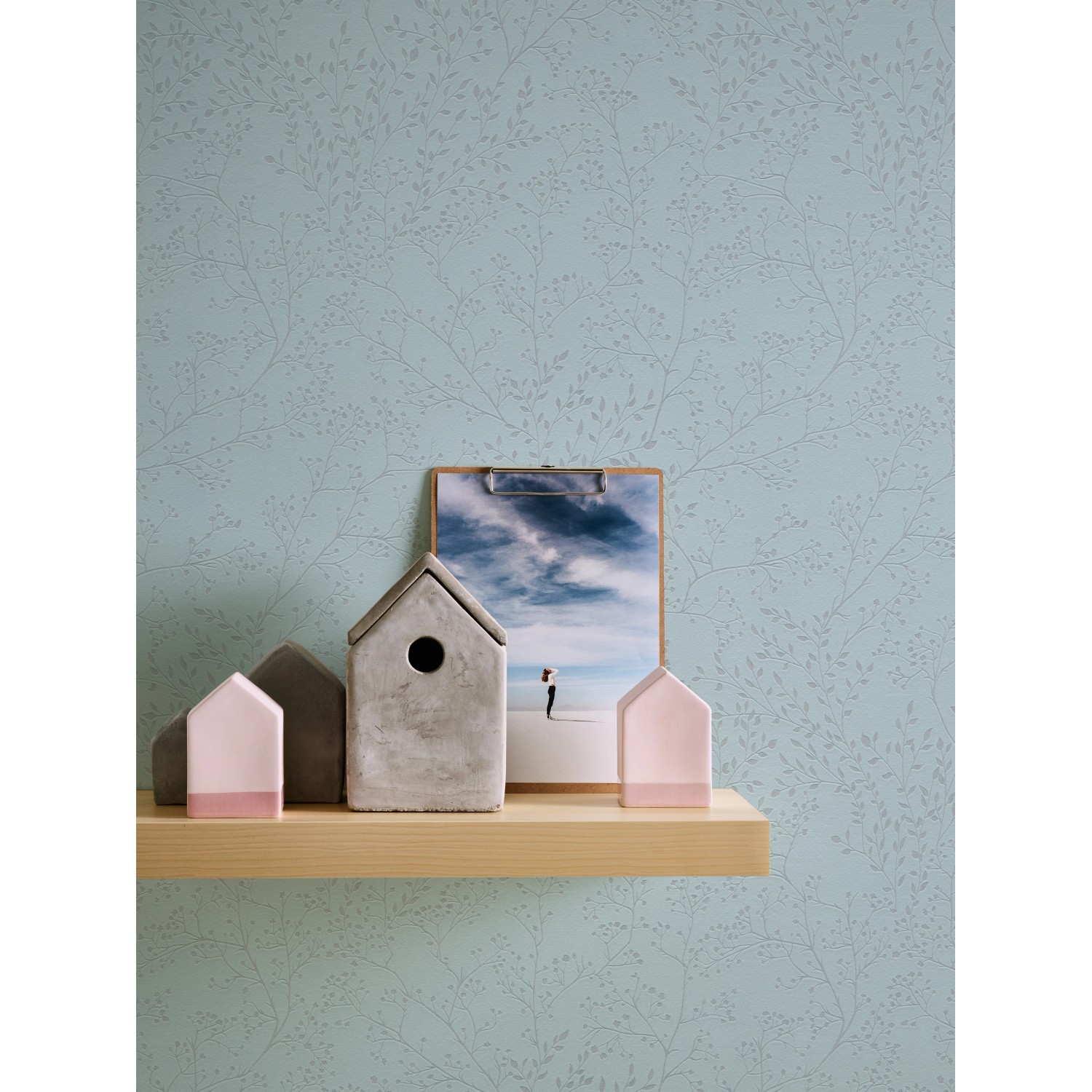 Vliestapete Trendwall 2 Blumen Vintage Türkis Glänzend FSC®