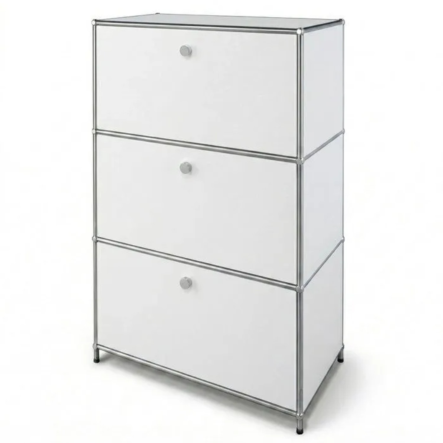 Floordirekt Metallschrank Concept Epure MK-129 Sideboard 3 Fächer 75 x 40 x 120 cm Weiß