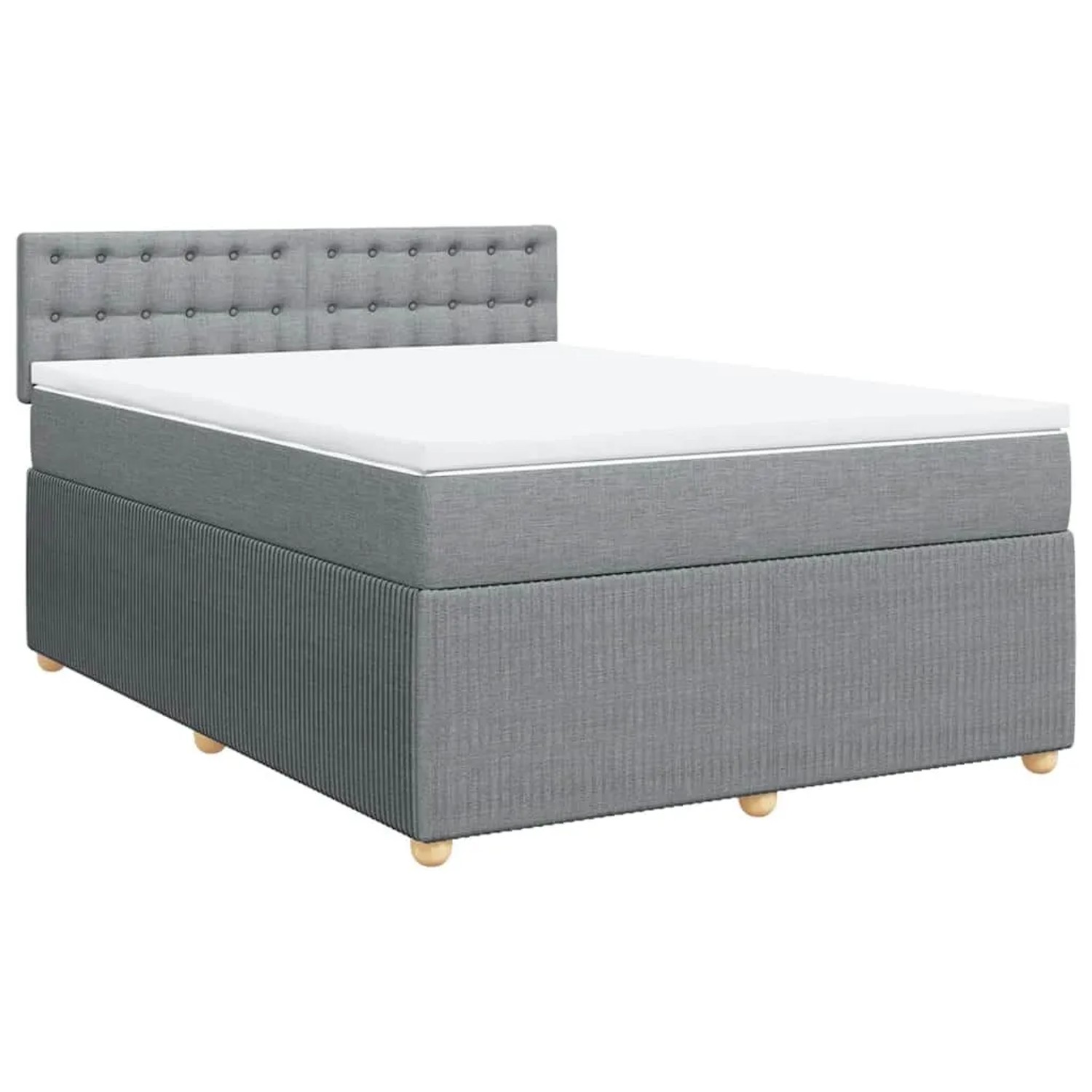 vidaXL Boxspringbett mit Matratze Hellgrau 160x200 cm Stoff 3287521