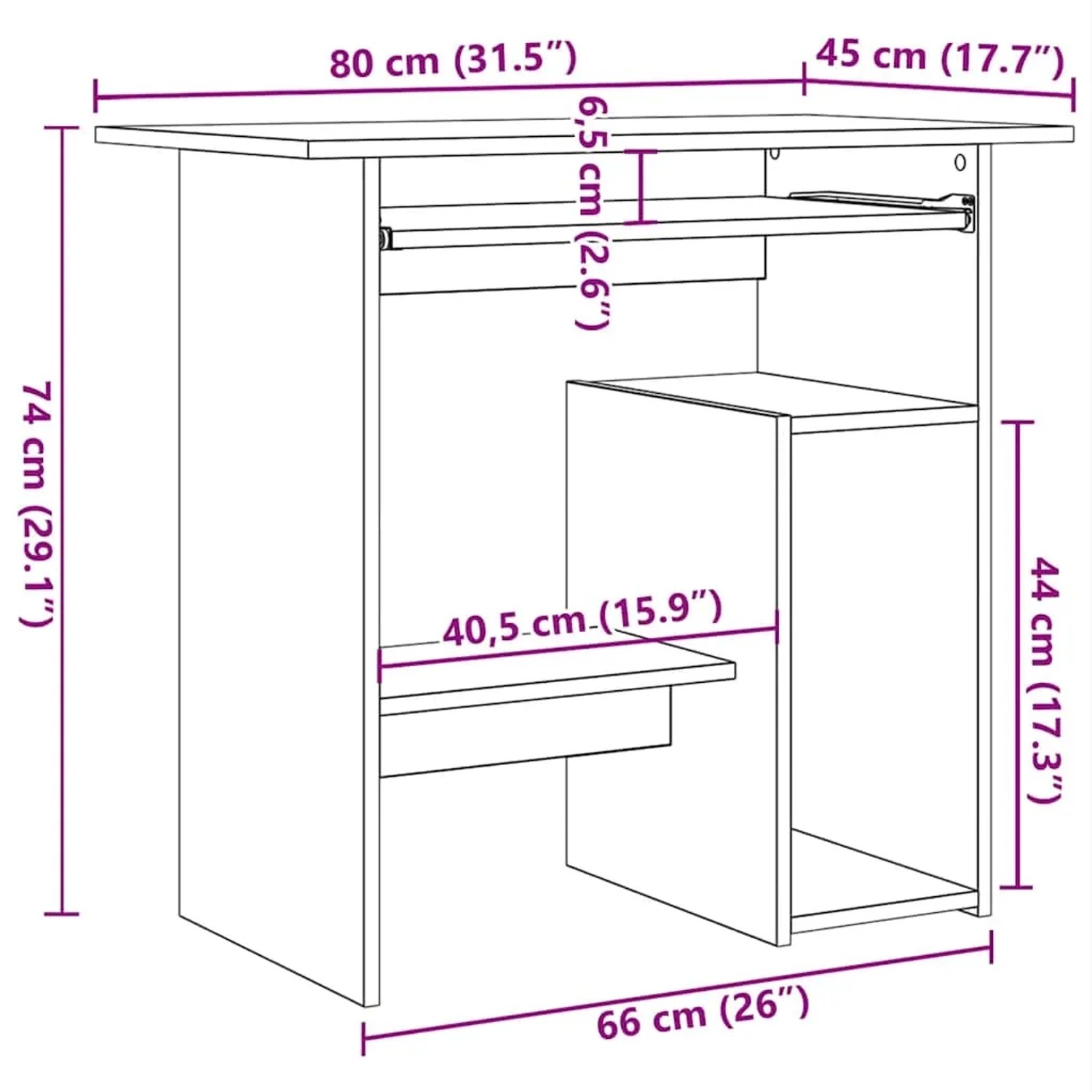 vidaXL Schreibtisch Betongrau 80x45x74 cm Holzwerkstoff 801368_10