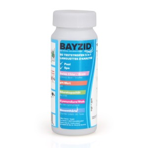 Bayzid Pool Teststreifen 5in1, 50 Stück zur Poolwasseranalyse.