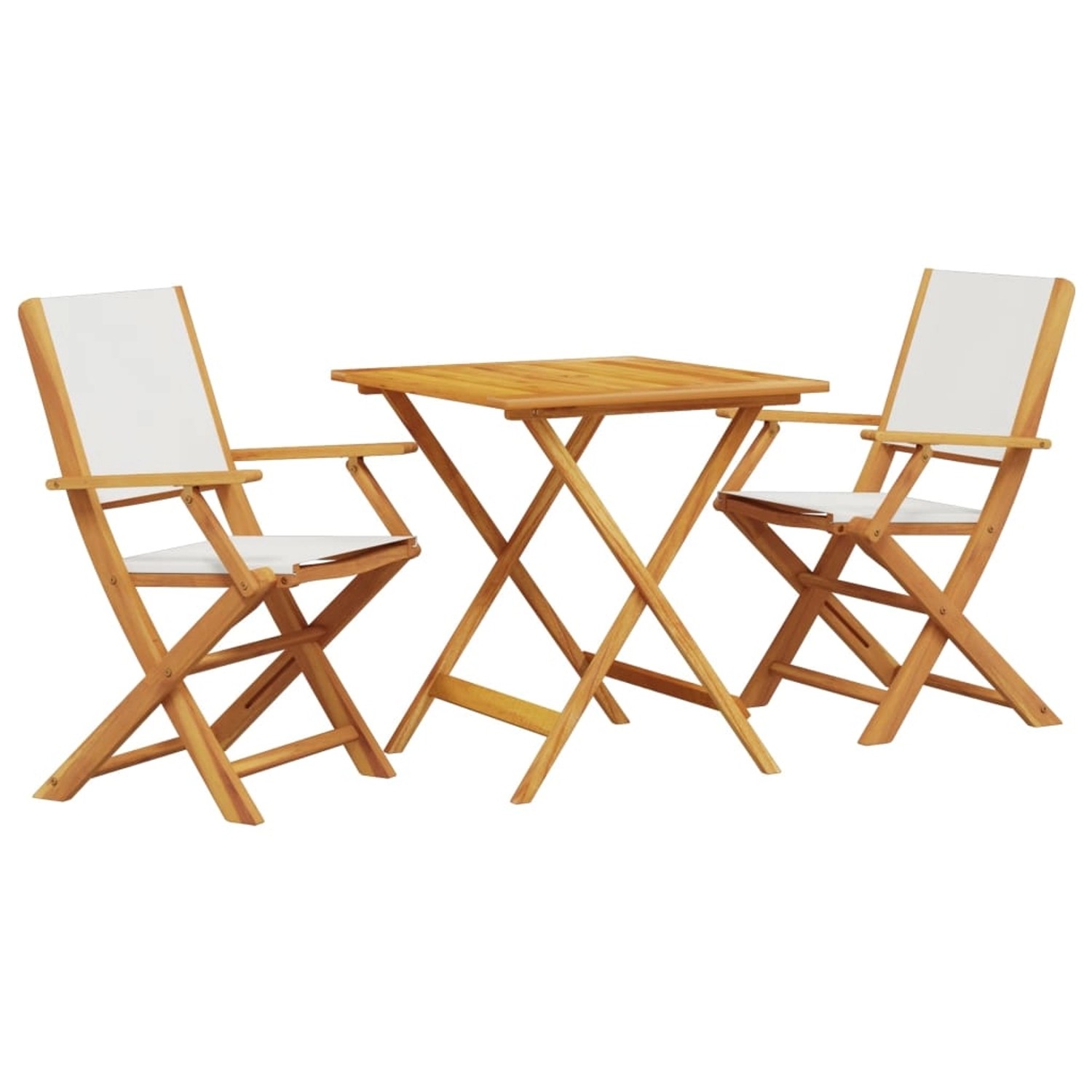 vidaXL 3-tlg Bistro-Set CremeWeiß Stoff und Massivholz Modell 4