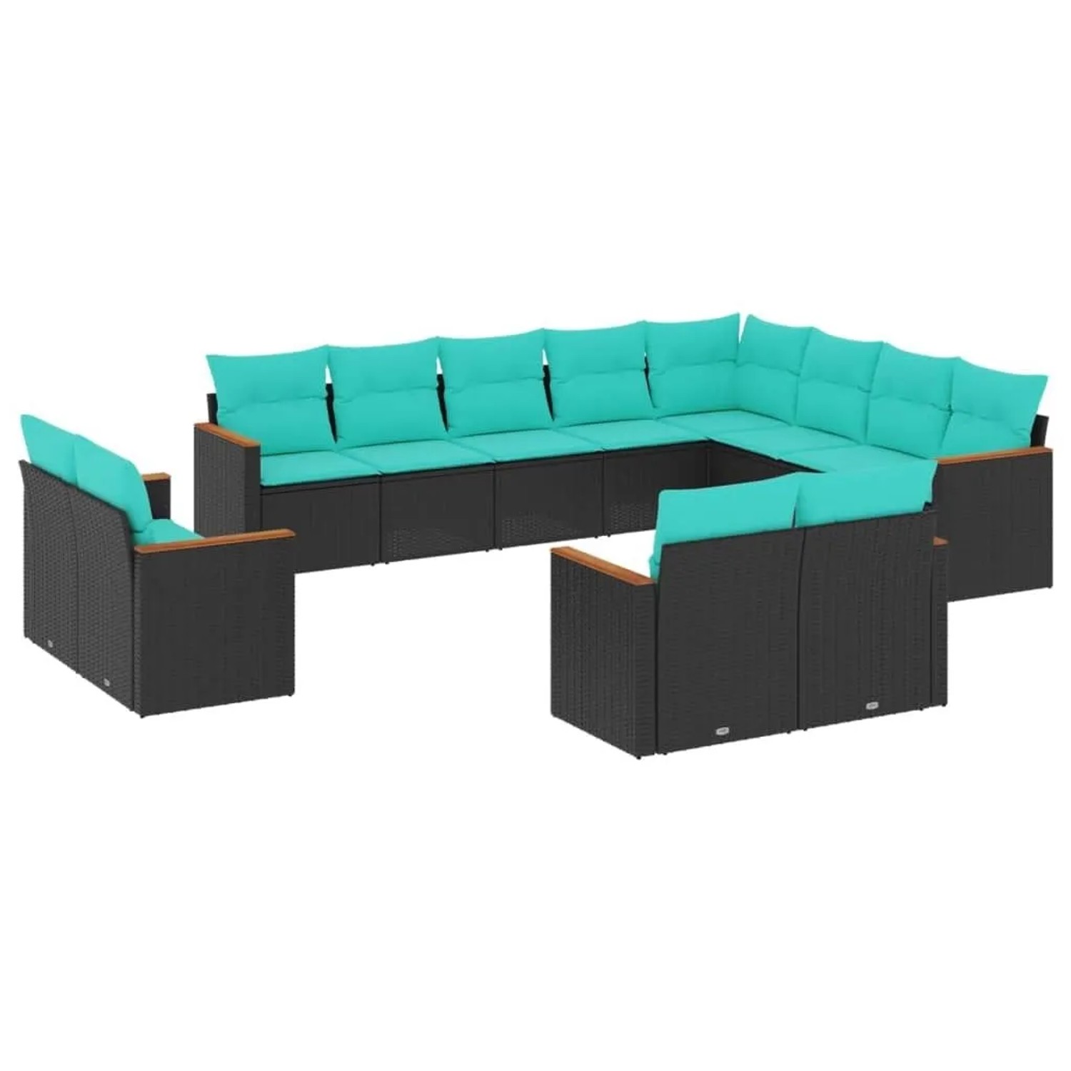 vidaXL 12-Tlg Gartensofa-Set mit Kissen Schwarz Polyrattan 3226512 günstig online kaufen