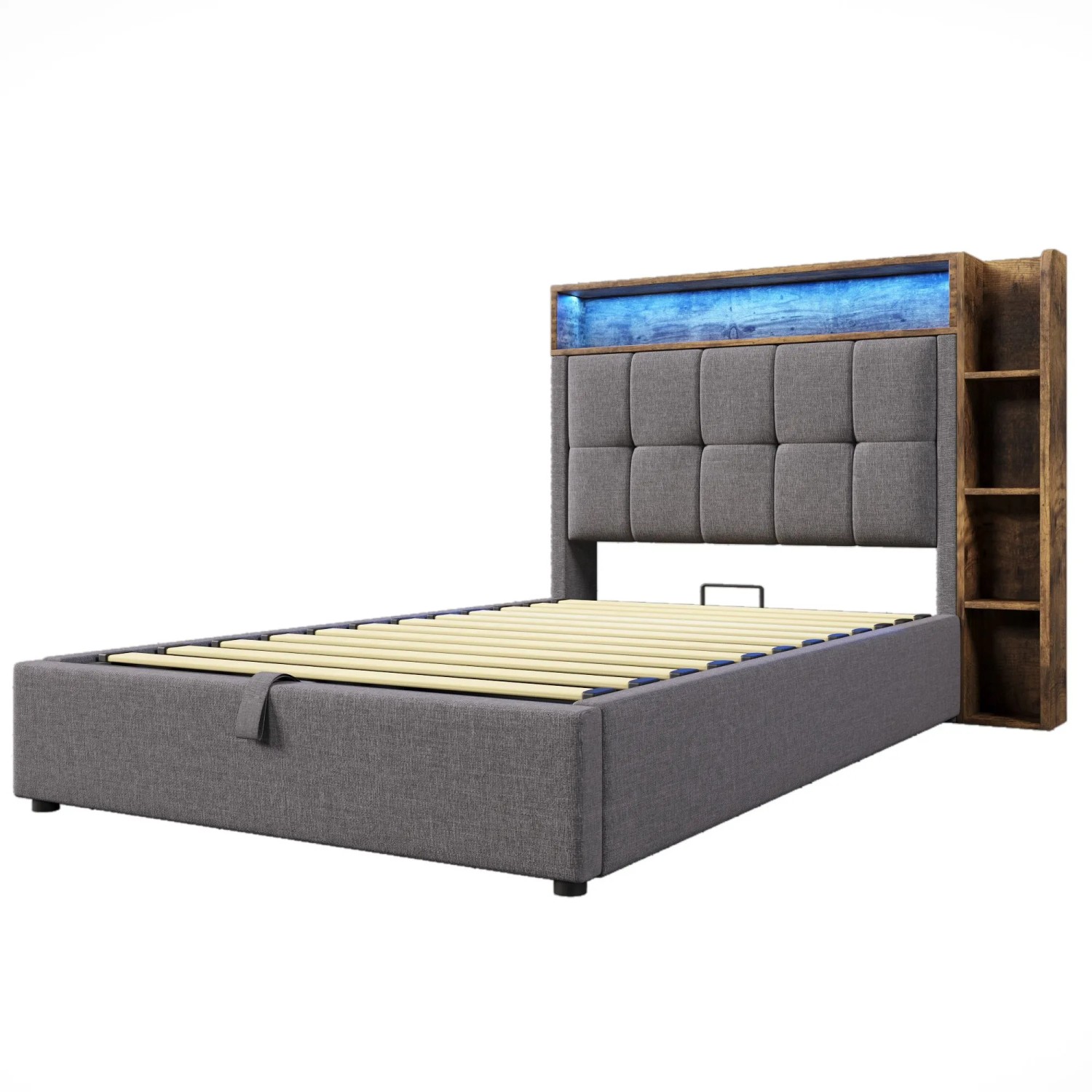 okwish Polsterbett 90x200cm mit USB C Ladefunktion Kinderzimmer Grau ohne Matratze