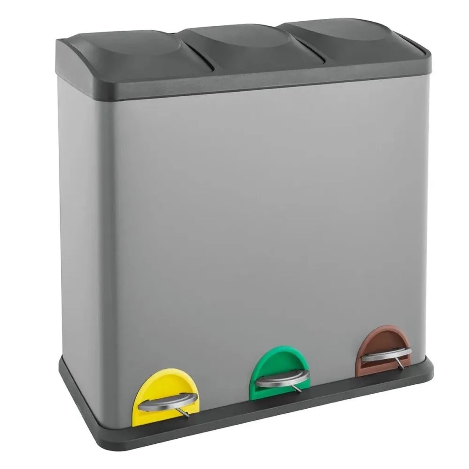 Svita TC3X20 Mülleimer 60L 3x20 Liter Treteimer Mülltrennung Abfalleimer Grau