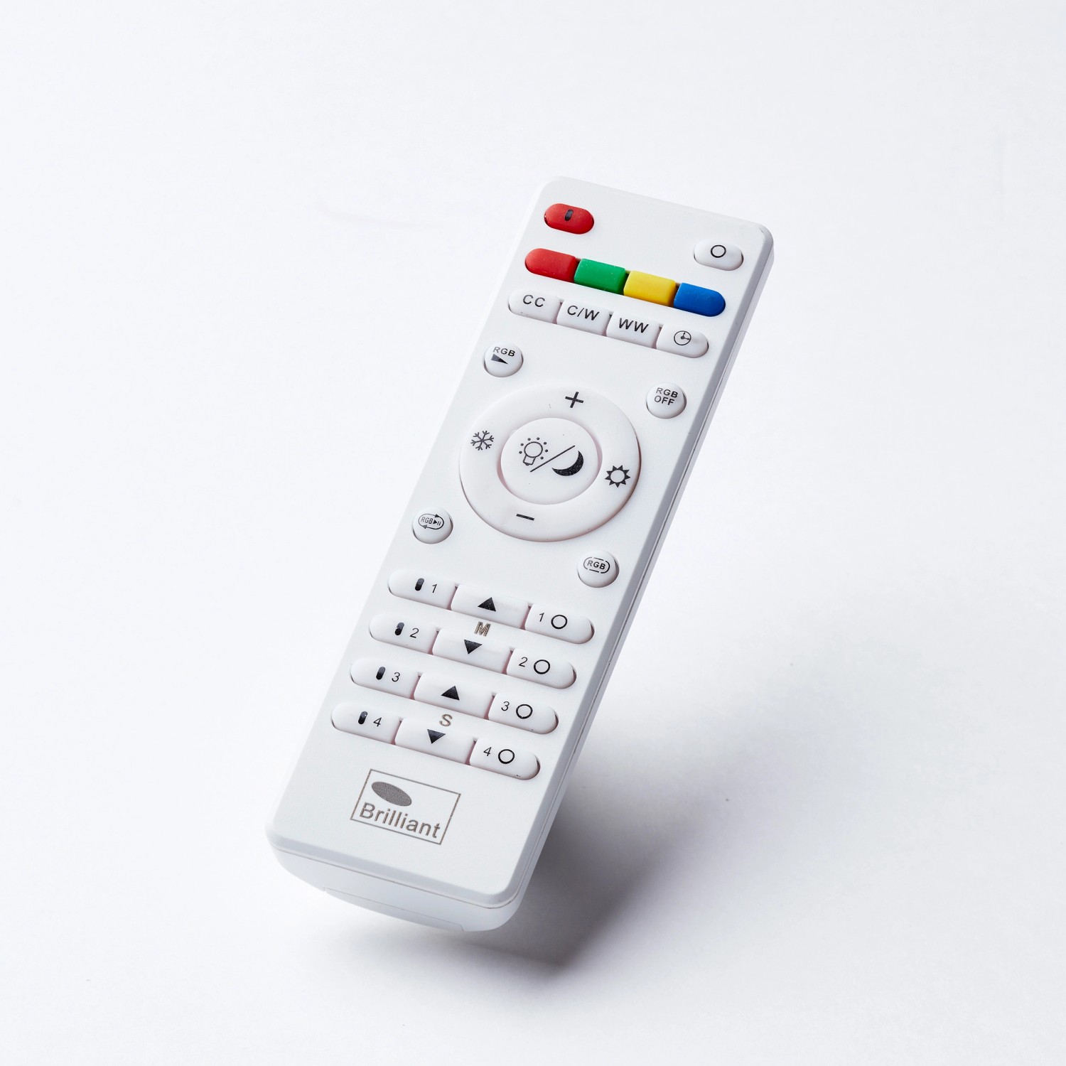 Fernbedienung für Brilliant LED-Deckenleuchte Lanette mit RGB-Funktion und Dimmsteuerung.