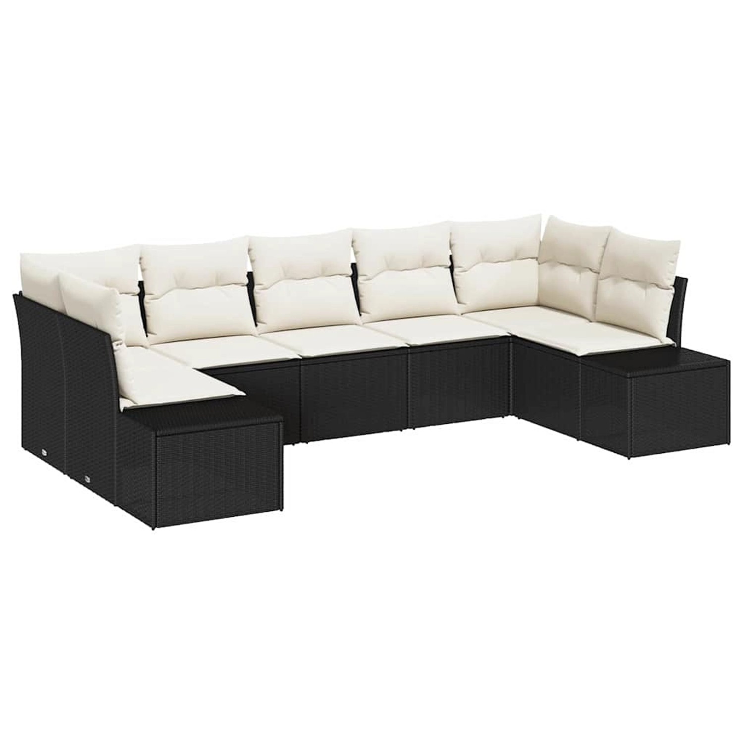 vidaXL Garten-Sofa-Set mit Kissen 7-Tlg Schwarz Poly Rattan 3347207 günstig online kaufen