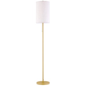 Elegante HOMCOM Stehlampe in Cremeweiß mit Leinen-Schirm und goldenem Stahlfuß. Ideal für Innenräume.