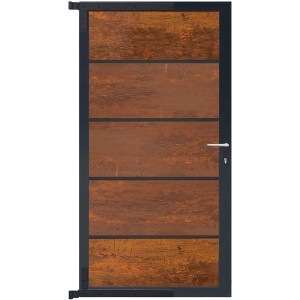 T & J Tor für Farö Sichtschutzzaun, 90x175 cm, Deko-Rost/Anthrazit.