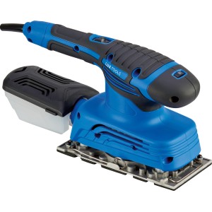 LUX Schwingschleifer E-SWS-280, blaue Schleifmaschine mit Staubfangbox für präzises Schleifen.