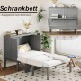 Graues Merax Schrankbett 90x200cm, als Schrank und ausgeklapptes Bett mit Lattenrost. Platzsparendes Wandbett.