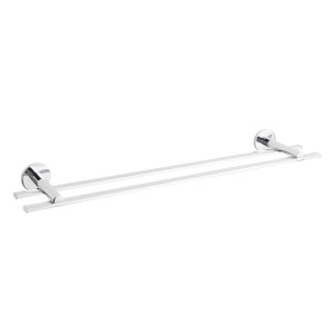 Wenko Badetuchstange Duo Isera, 60 cm, silber glänzend, zur Wandmontage im Badezimmer.