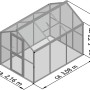 KGT Gewächshaus Galant III, tannengrün, 6,65 m², mit Maßangaben. Ideal für die Pflanzenzucht.