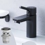 AM.PM Waschtischarmatur X-Joy S, Schwarz, mit Klick-Ablaufgarnitur für Waschbecken.