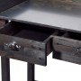 Schwarzer Pflanztisch von Dobar mit verzinkter Arbeitsfläche und zwei Schubladen.