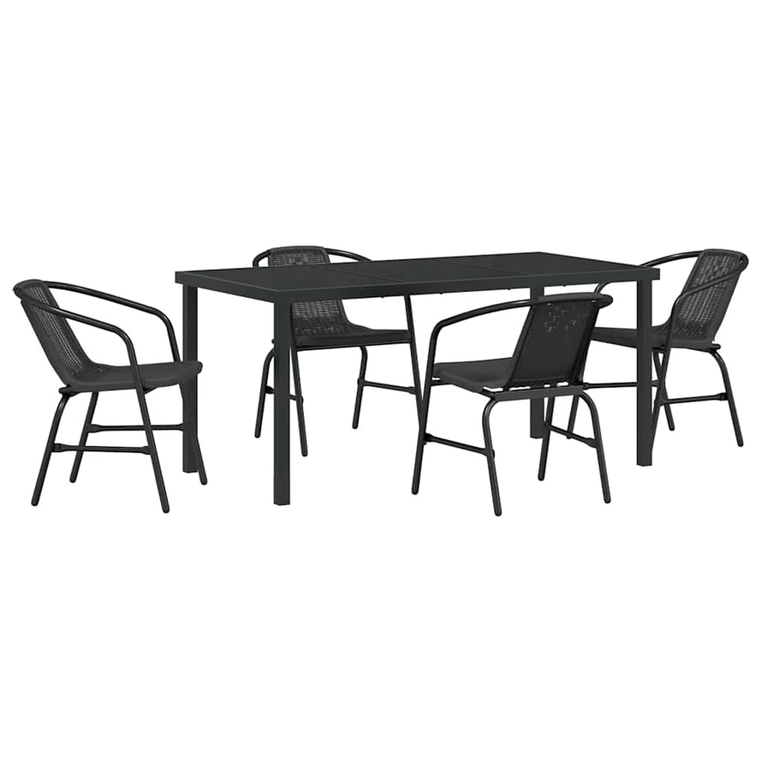 vidaXL Garten Essgruppe 5-Tlg Schwarz Poly Rattan 3379383 günstig online kaufen