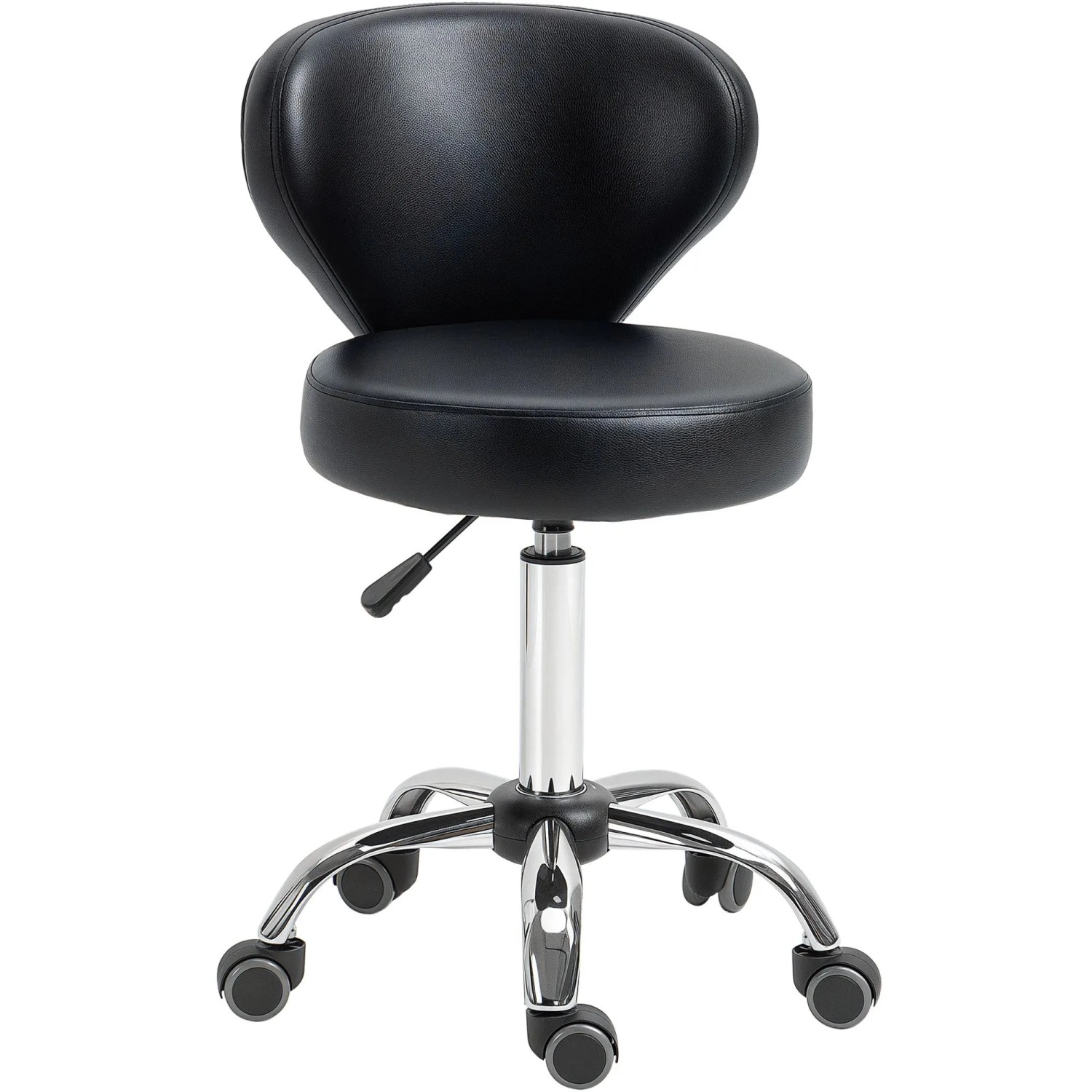 HOMCOM Salonhocker mit Lehne Kunstleder Schwarz 54L x 45B x 73-88H cm