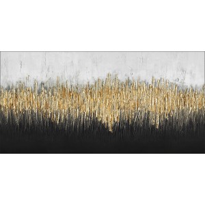 Pro Art Leinwandbild Grey-Black-Gold, 100x50 cm. Abstraktes Design mit goldenen Akzenten auf grau-schwarzem Grund.