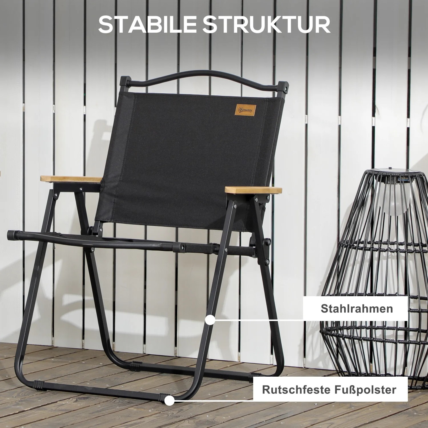 Outsunny Faltbarer Campingstuhl Schwarz 54 x 59 x 78 cm kaufen bei OBI