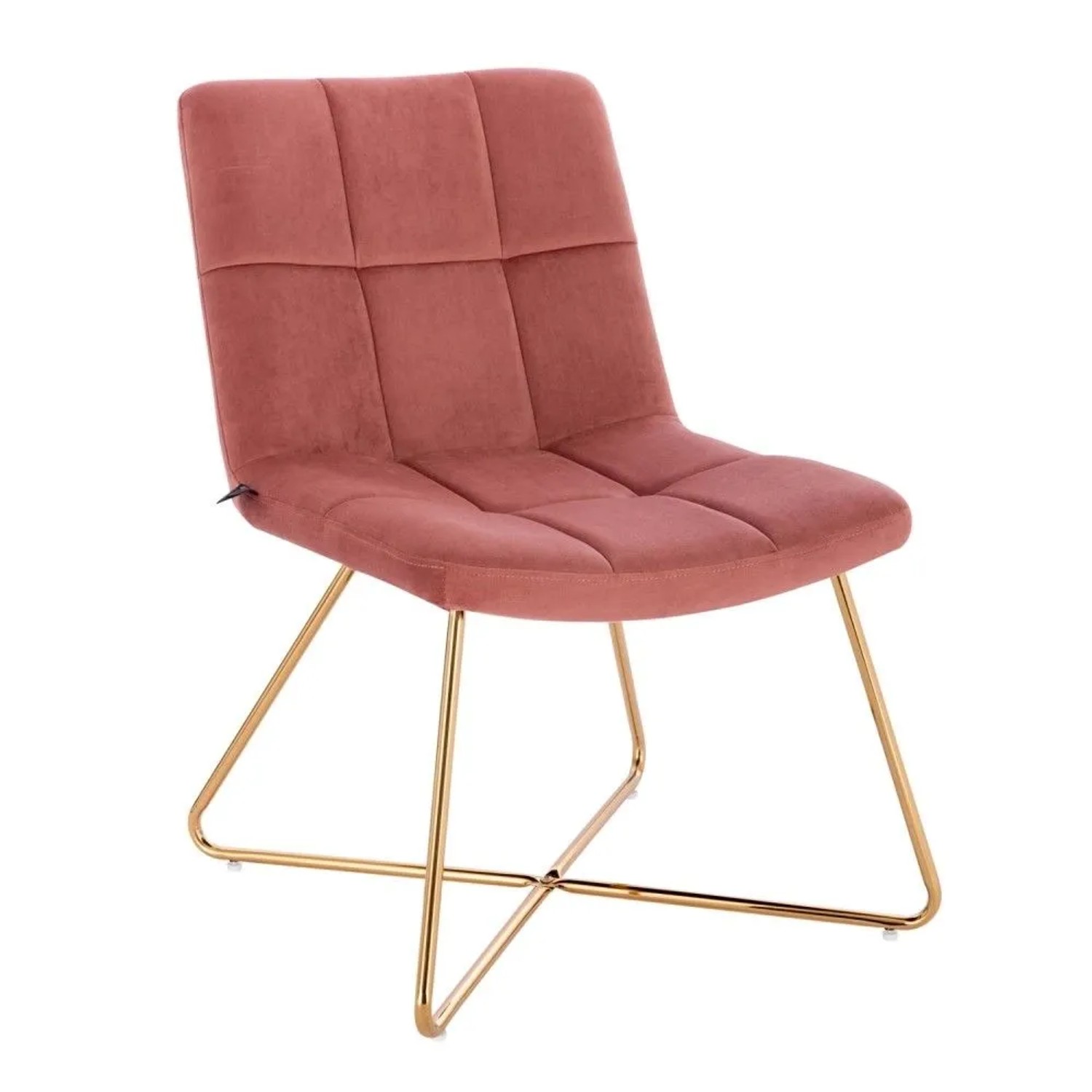 Svita Lynn Loungesessel Cocktailsessel Clubsessel Polsterstuhl ohne Armlehnen Goldene Beine Samt-Polster Altrosa