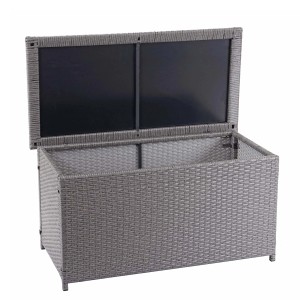 Proregal Poly-Rattan Kissenbox HxBxT 51x115x59cm Basic Grau 250L Gartentruhe Auflagenbox Truhe