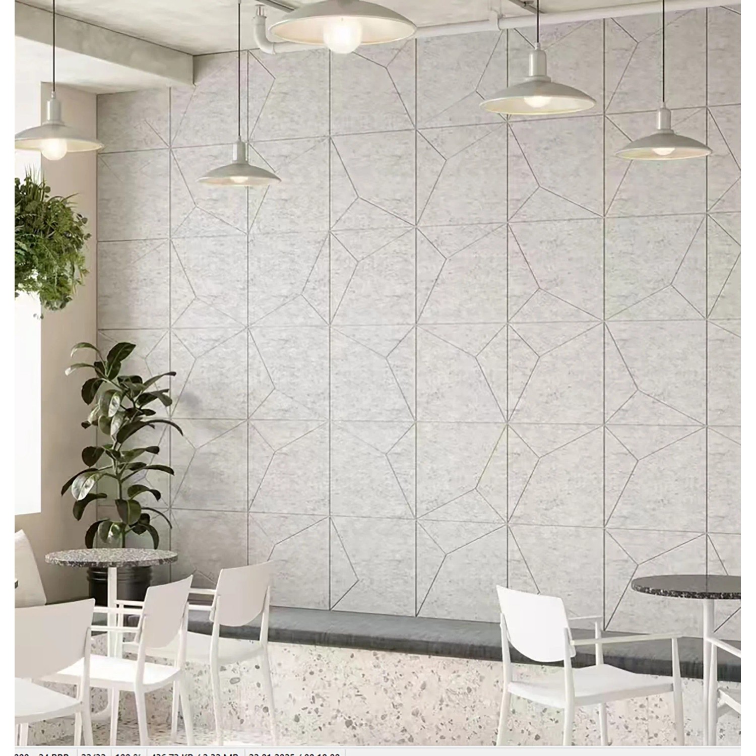 Jangal Wandpaneel Modular Wall Geometric in Platin-Grau mit geometrischem Muster für stilvolle Wandgestaltung.