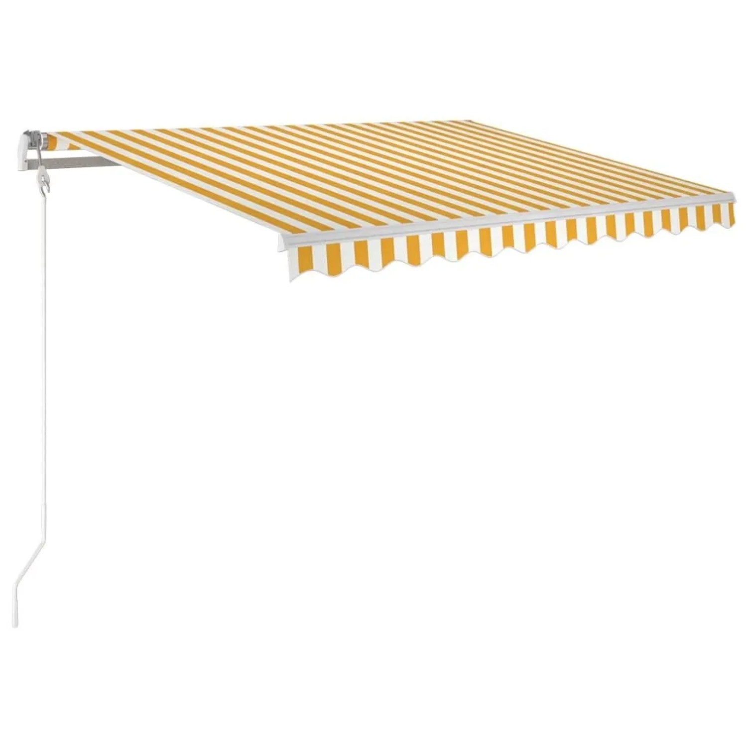 Furnicato Manuelle Einziehbare Markise 350x250 Cm Gelb Weiß Pulverbeschichteter Aluminiumrahmen Uv-beständig