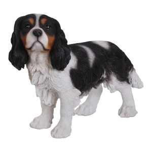 Detailreiche Deko-Figur: King Charles Hundewelpe, 41 cm, für Garten & Haus.