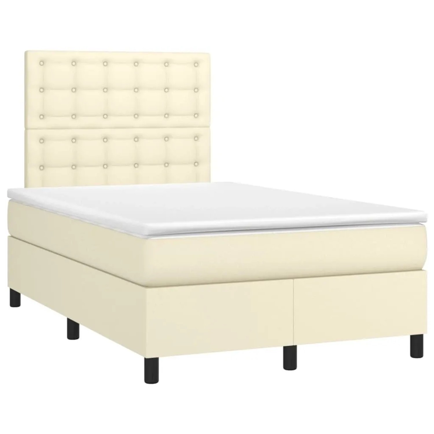 vidaXL Boxspringbett mit Matratze & LED Creme 120x200 cm Kunstleder 3135935
