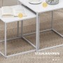 Weißes HOMCOM Couchtisch-Set aus Stahl, quadratisch, ineinandergeschoben. Modernes Design für Wohnzimmer, platzsparend.