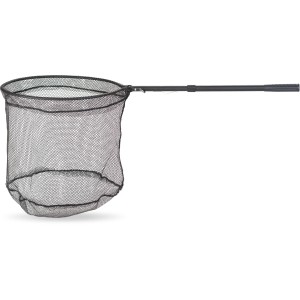 Westline Schnellklappkescher 50x40 cm, ideal zum Angeln. Schwarz mit gummiertem Netz und Teleskopstiel.