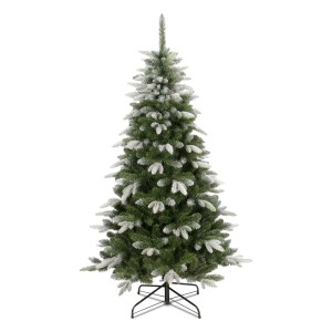 OBI Kunsttanne Sundvall 180 cm, grün mit Schneedekor, auf schwarzem Metallständer. Realistischer künstlicher Weihnachtsbaum.