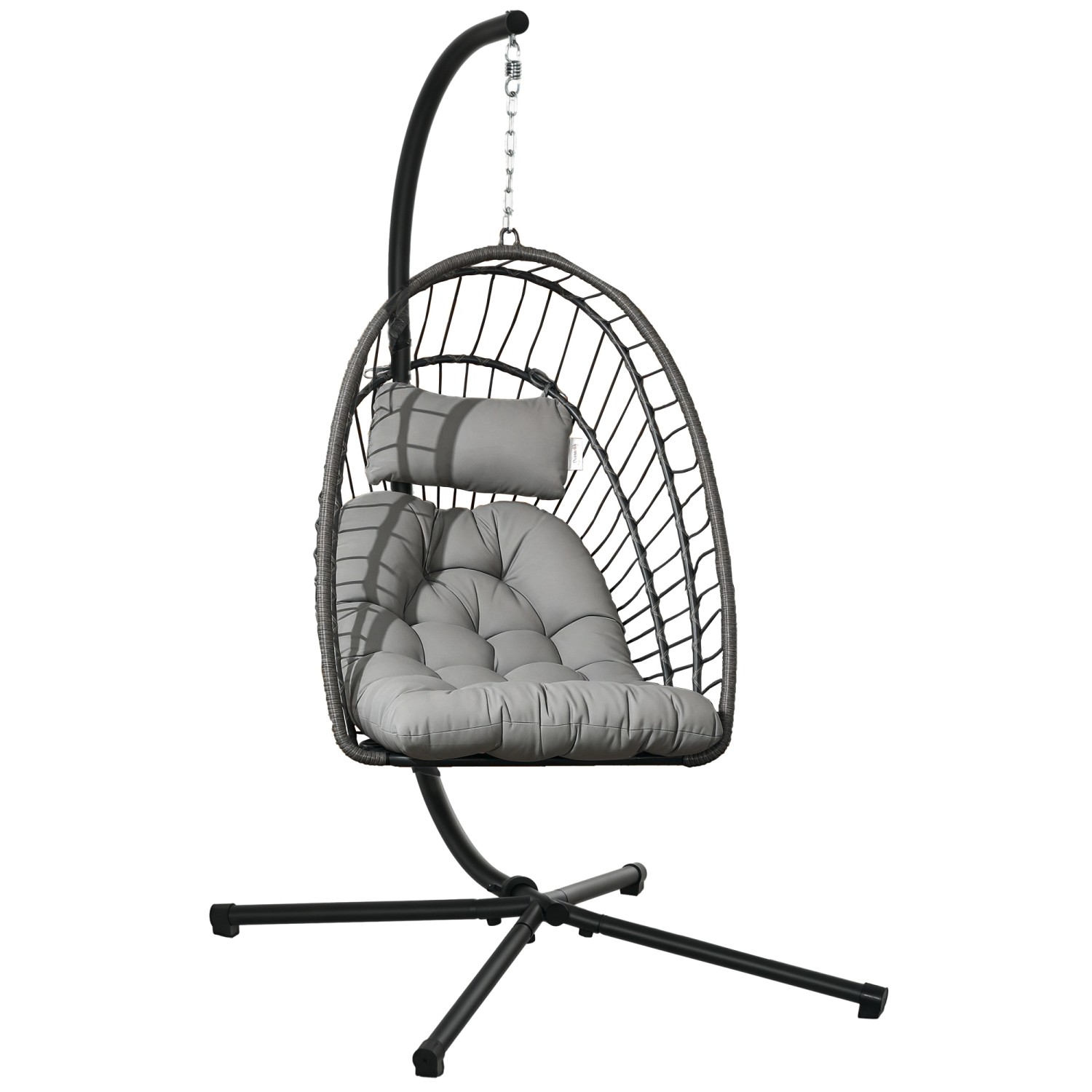 Outsunny Hängesessel Stahl PE Rattan Hellgrau 100L x 131B x 194H cm günstig online kaufen