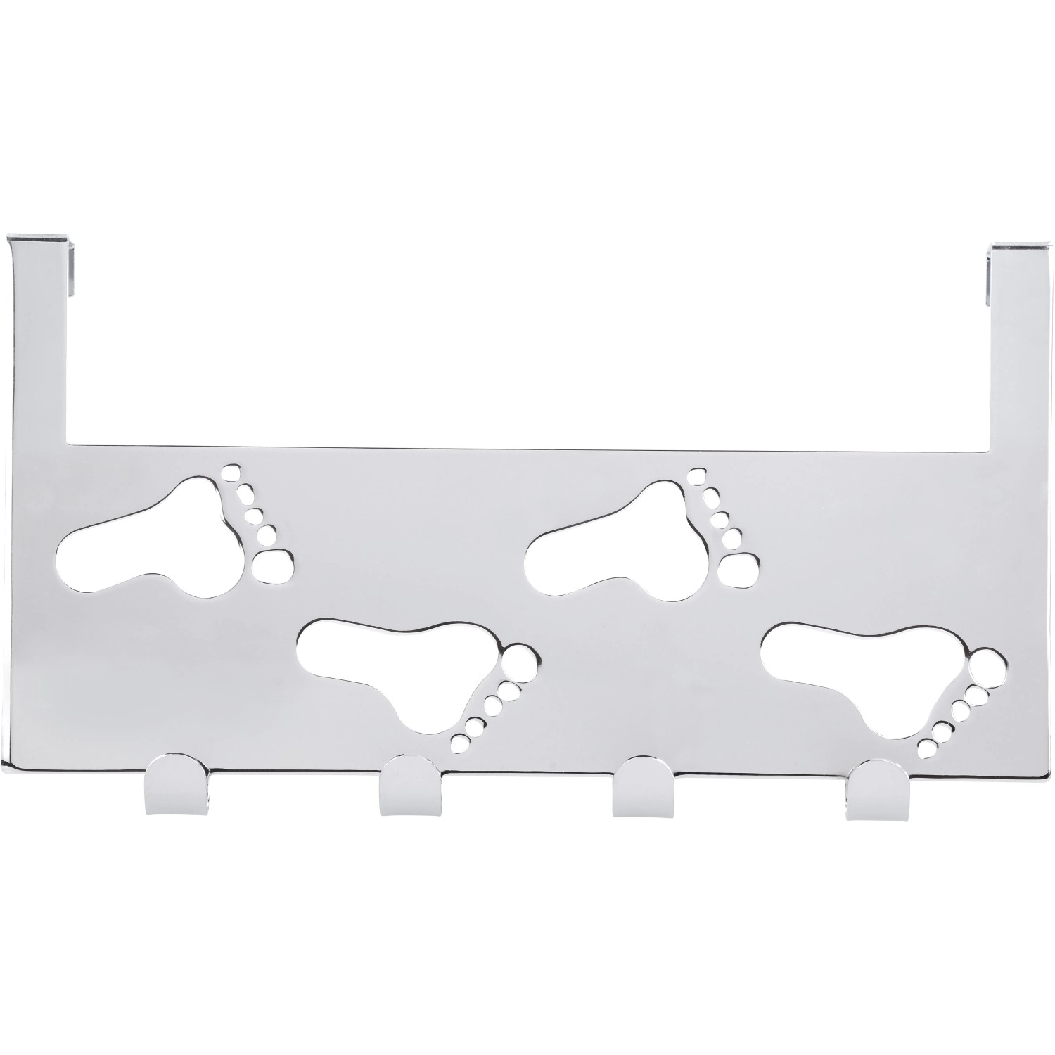 Siro Türgarderobe mit 4 Haken, Chrom glänzend, Footprint Design. Praktische Türhaken Garderobe.