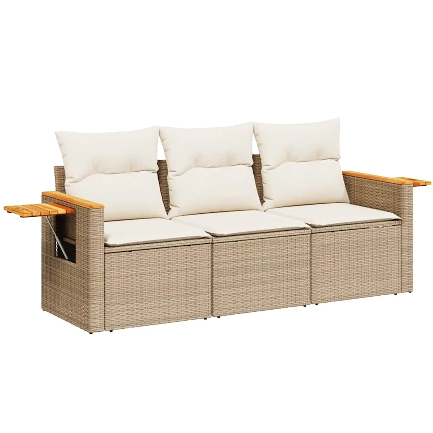 vidaXL 3-Tlg Garten-Sofagarnitur mit Kissen Beige Poly Rattan 3226597 günstig online kaufen