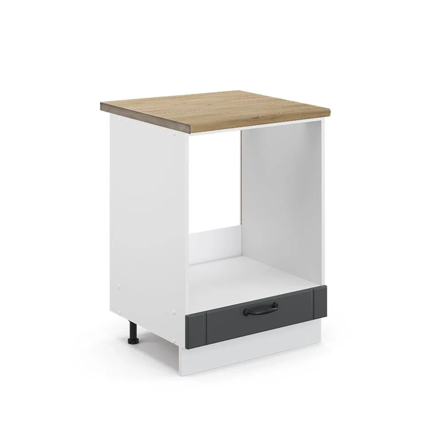 Vicco Herdumbauschrank Fame-Line Anthrazit Landhaus Weiß 60 cm AP Eiche