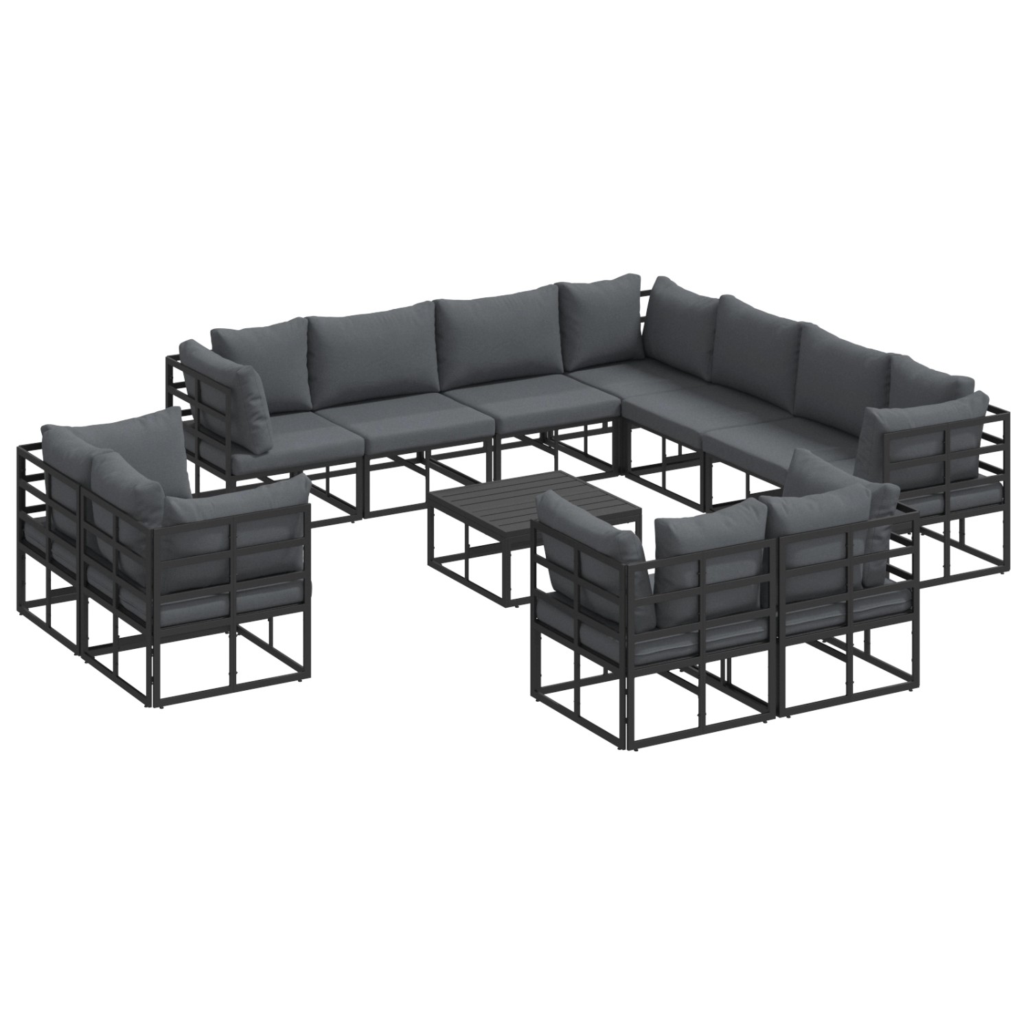 vidaXL Garten-Sofa-Set mit Kissen 12-Tlg Schwarz Aluminium 3378933 günstig online kaufen
