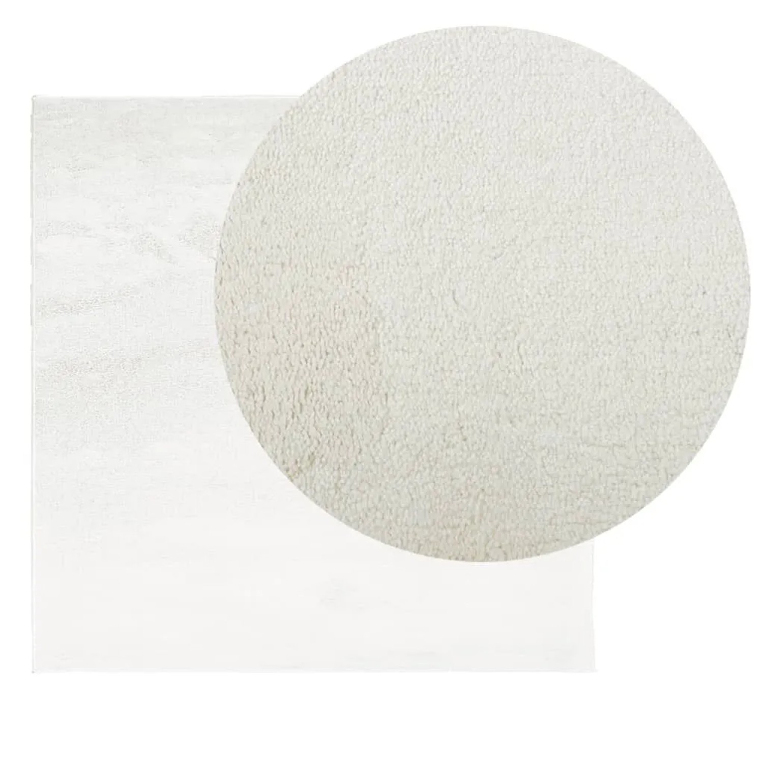 Cremefarbener, runder vidaXL Kurzflorteppich OVIEDO, 120x120 cm.