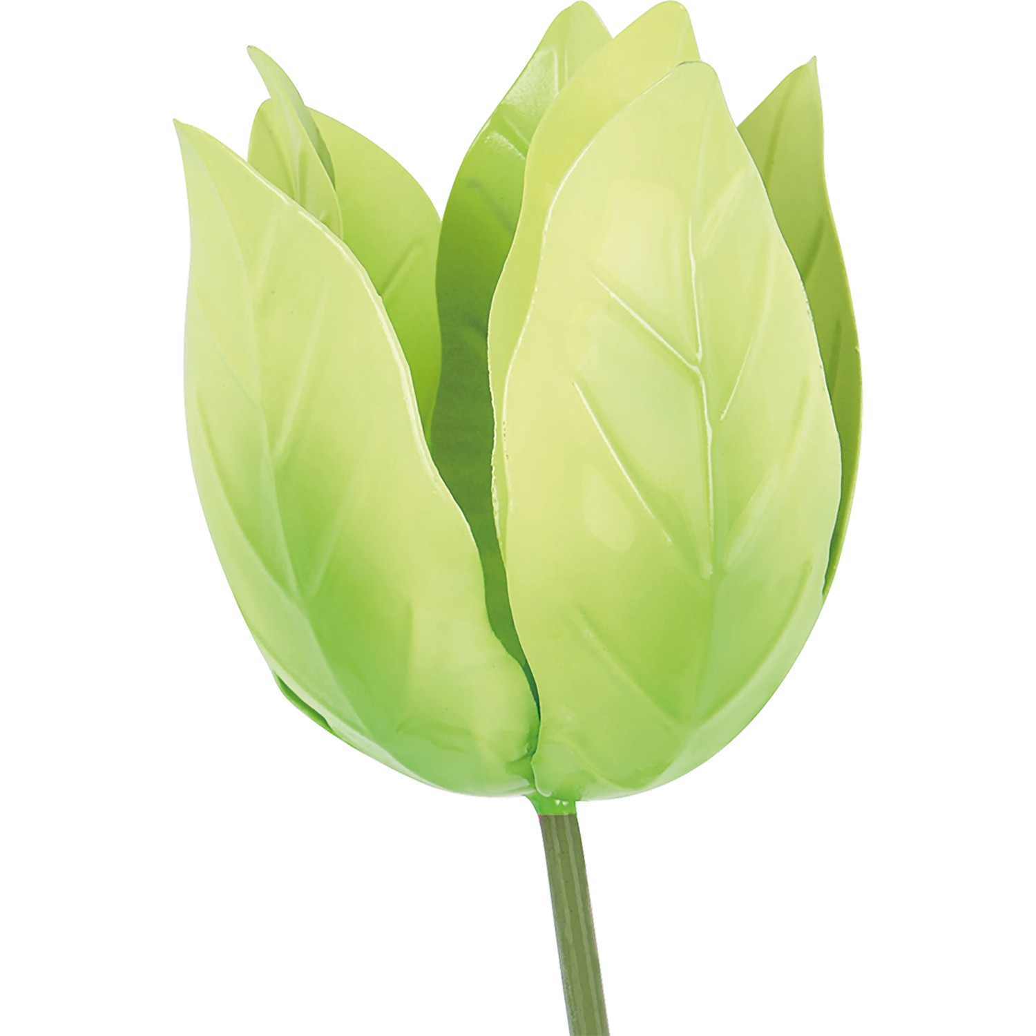 Grüner Gartenstecker Tulpe aus Metall, 9x45,5cm, Gartendeko für Beet und Kübel.