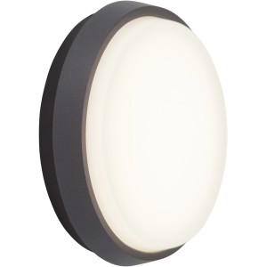 Runde AEG LED-Wandleuchte Letan in Anthrazit, geeignet für den Außenbereich.