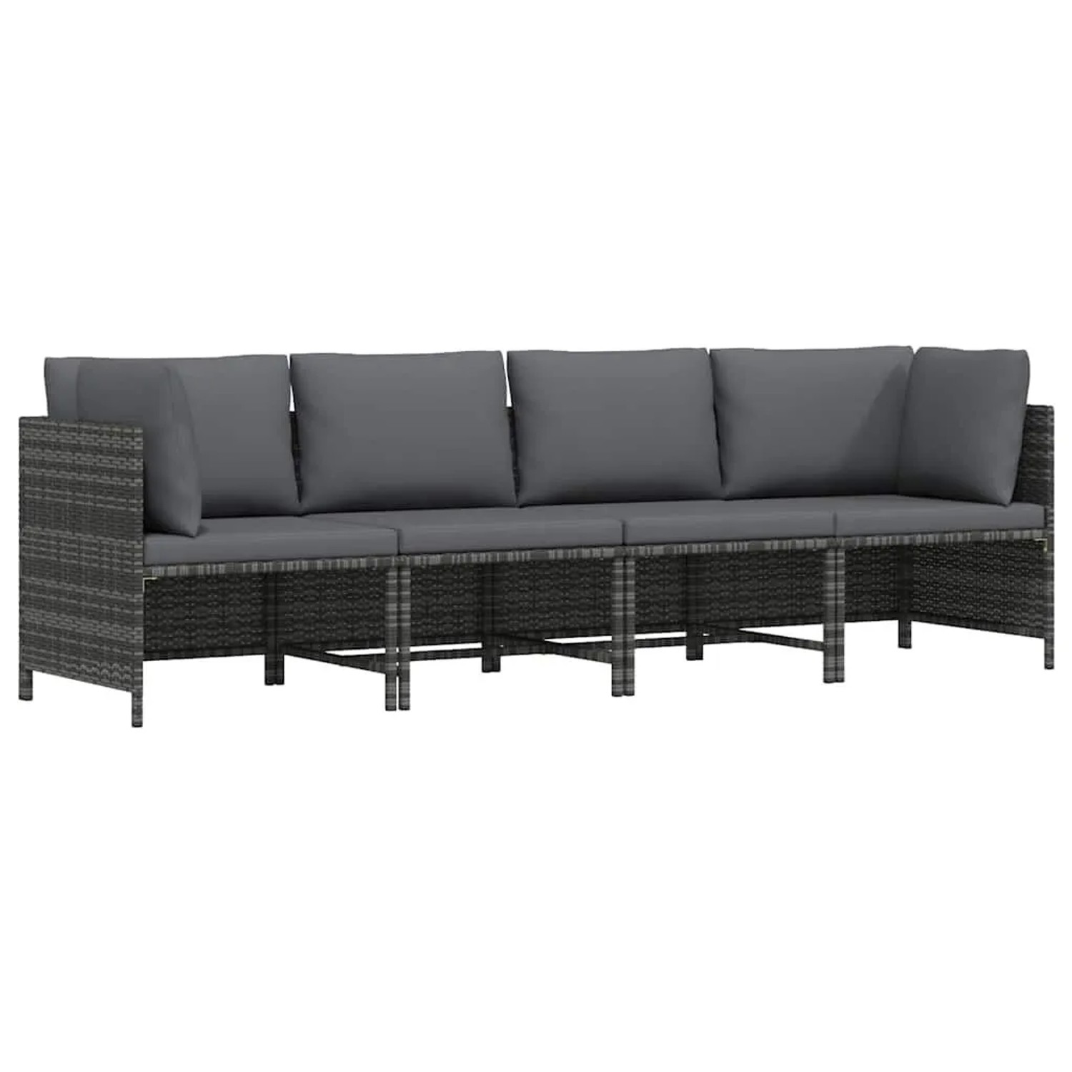 vidaXL 4-Sitzer-Gartensofa mit Kissen Grau Poly Rattan 313501