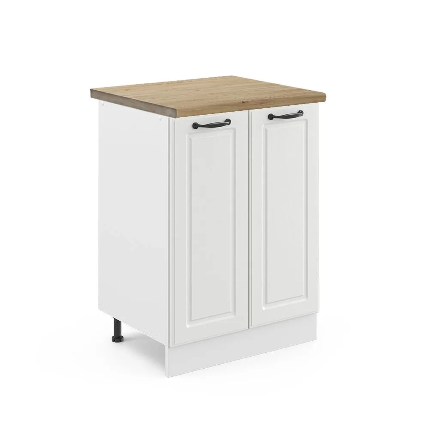 Vicco Küchenunterschrank R-Line Küchenkommode Weiß Landhaus Weiß 60 cm AP Eiche